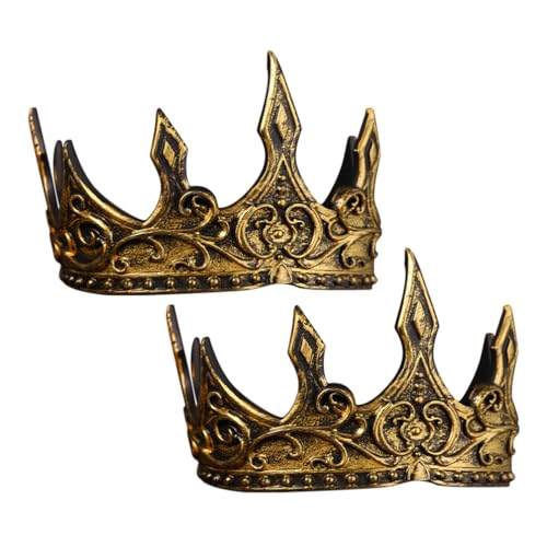 SHINEOFI Königskrone 2 Stück Verstellbare Königskronen Für Männer Vintage-Stirnband 3D-Königliche Mittelalterliche Schaumprinzenkrone Für Party Halloween Cosplay von SHINEOFI