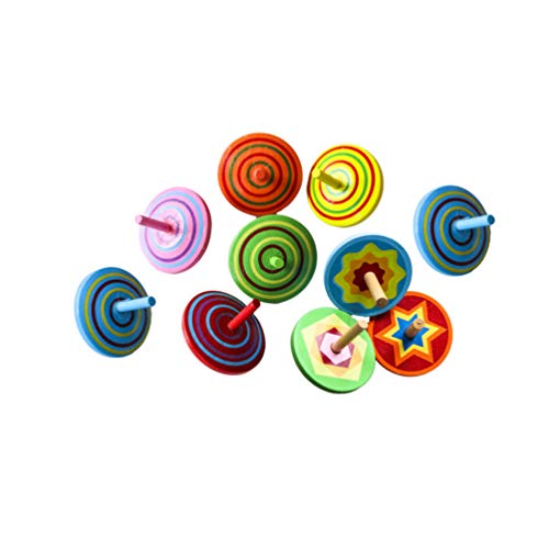 SHINEOFI Kreisel 10 Stück Holzkreisel Für Kinder Rotierendes Spielzeug Aus Holzgyroskop Für Partygeschenke Spiele Belohnungen Im Klassenzimmer Lernspielzeug (Gemischte Farben) von SHINEOFI