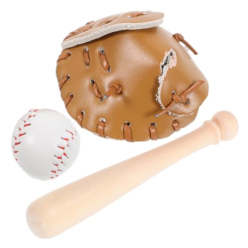 SHINEOFI Mini-Baseballspielzeug 1 Satz Miniatur-Baseballschläger Handschuh Und Ballset Puppenhausmöbelzubehör Mini-Sportspielzeugmodell Zum Spielen Für Kinder von SHINEOFI