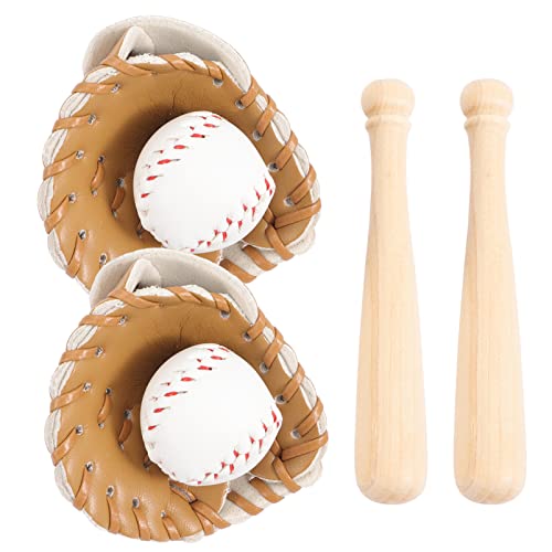 SHINEOFI Mini-Baseballspielzeug 2Er-Set Miniatur-Baseballschläger Handschuh Und Ballset Puppenhausmöbelzubehör Simulation Von Mini-Sportspielzeug Zum Spielen Für Kinder von SHINEOFI