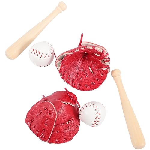SHINEOFI Mini-Baseballspielzeug 2Er-Set Miniatur-Baseballschläger Handschuh Und Ballset Puppenhausmöbelzubehör Simulation Von Mini-Sportspielzeug Zum Spielen Für Kinder von SHINEOFI