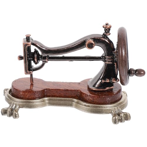 SHINEOFI Mini-Nähmaschine Miniatures puppenstubenmöbel Dekorative Nähmaschine Mini Dollhouse Vorhänge für Puppenhäuser Mini-Dekoration Miniatur-Outdoor-Tools Mosaikholz aus Zinklegierung von SHINEOFI