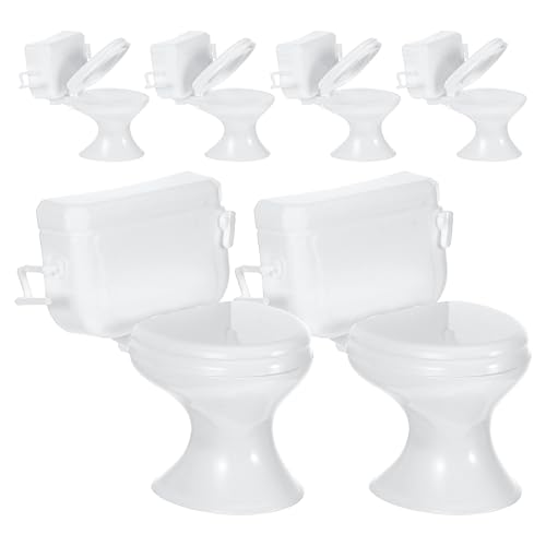 SHINEOFI Mini-Toilette 6 Stück Puppenhaus-Toiletten Spielzeug Toilettensitz Im Maßstab 1/12 Miniatur-Puppenhausmöbel Für Puppenhaus-Badezimmerzubehör von SHINEOFI