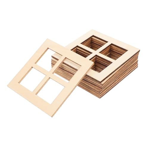 SHINEOFI Miniatur-Puppenhausfenster 15 Stück Hölzerne Puppenhausfensterrahmenmodelle Mini-Puppenhausmöbelzubehör Ornamente Für Kinder Heimwerkerhandwerk von SHINEOFI