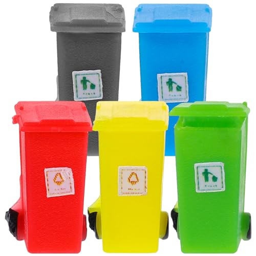 SHINEOFI Miniature Garbage Cans Mini Trash Can Toys with Opened Lids Simulation Curbside Waste Bin Model for Kids Toys Mini Recycle Bin Dollhouse Decor 1: 100 Scale von SHINEOFI