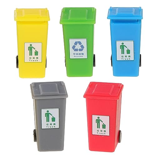 SHINEOFI Miniature Garbage Cans Mini Trash Can Toys with Opened Lids Simulation Curbside Waste Bin Model for Kids Toys Mini Recycle Bin Dollhouse Decor 1: 50 Scale von SHINEOFI