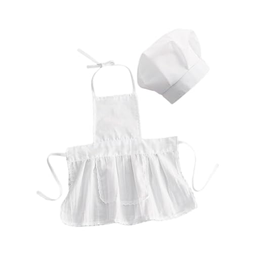 SHINEOFI Neugeborenen Fotografie Requisiten Set Adorable Kochmütze und Schürze für Cosplay Weiß S für Mädchen für Fotoshootings und Alltagslooks SHINEOFI Neugeborenen Fotografie Requisiten Set Adorable Kochmütze und Schürze für Cosplay Weiß S für Mädchen für Fotoshootings und Alltagslooks von SHINEOFI
