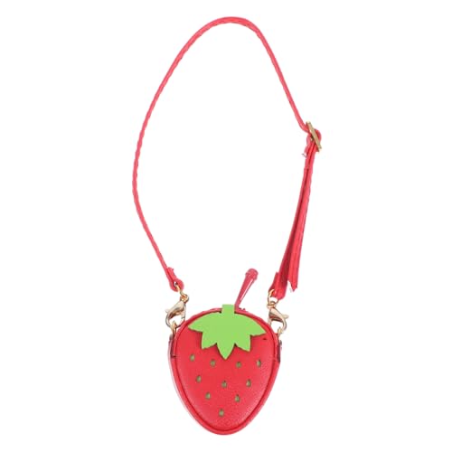 SHINEOFI Puppen-Umhängetasche Spielzubehör für Miniaturpuppen Puppe Mini-Handtasche Puppen-Anziehtaschen Puppenbekleidungszubehör Mini-Geldbörse für Puppen erdbeer Tasche PU-Leder rot von SHINEOFI