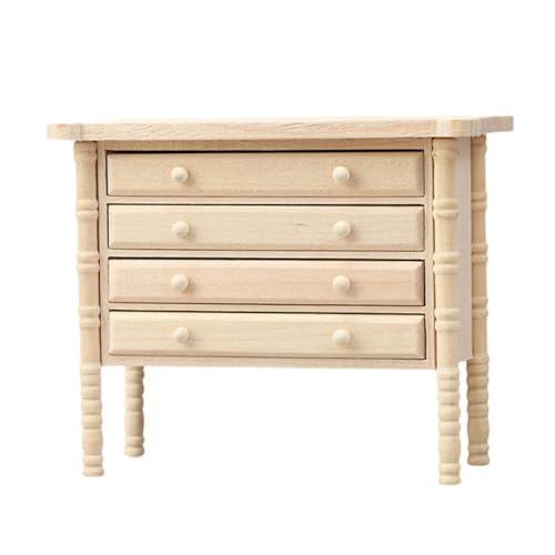 SHINEOFI Robuster Holzschrank mit Schubladen für Puppenhaus Einfache Montage Langlebiges Design für Organisation von Miniatur Zubehör von SHINEOFI