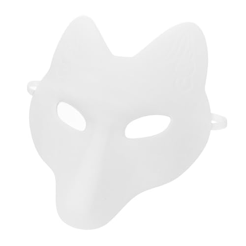 SHINEOFI Weiße Fuchsmasken Damen PU Leder DIY Halloween Masquerade Party Kostümmaske Leicht Bemalbar für Fasching und Cosplay von SHINEOFI