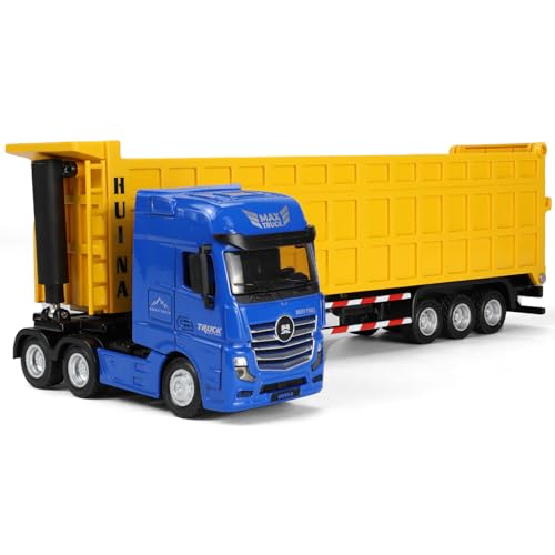 SHINESIGNAL LKW Spielzeug, 1/50 for MAX Metall Aus Modelle Lastwagen Spielzeug, Semi Truck Laster Diecast Abschleppwagen für Boys und Auto Models Sammler- BlueYellow von SHINESIGNAL