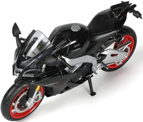 SHINESIGNAL Motorrad Spielzeug für Kinder 1:12, Legierung Mini Motorcycle Modell Kompatibel für Aprilia RSVA RR1000 Motorrad Miniatur Nachbildung Geburtstag Geschenke für Motorradmodell Fans -Schwarz von SHINESIGNAL