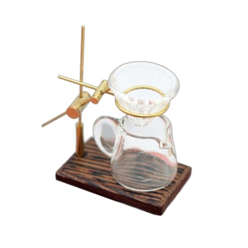 Dollhouse Pour-over Coffee Stand Maker 1 Set Miniature Mini Holder Glass Funnel Figure Resin Living Room Kitchen Scene Model Toy DIY Decoration Golden von SHINROAD