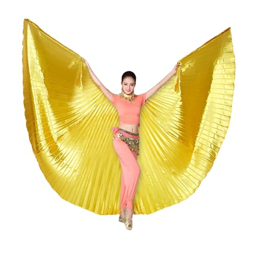 Hellfarbige Flügel-Kostüm-Requisite, auffällig, 1 Set, Bauchtanz mit Teleskopstange, Festival-Zubehör für Partys, goldfarben, Einheitsgröße von SHINROAD