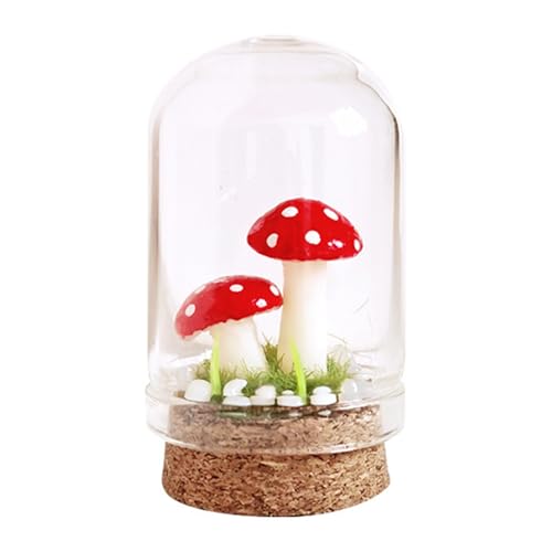 Mini Pilz Figuren Glasabdeckung Ornamente Puppenhaus Realistische Pilze mit Miniaturdekorationen für Puppenhäuser Harz Rot von SHINROAD