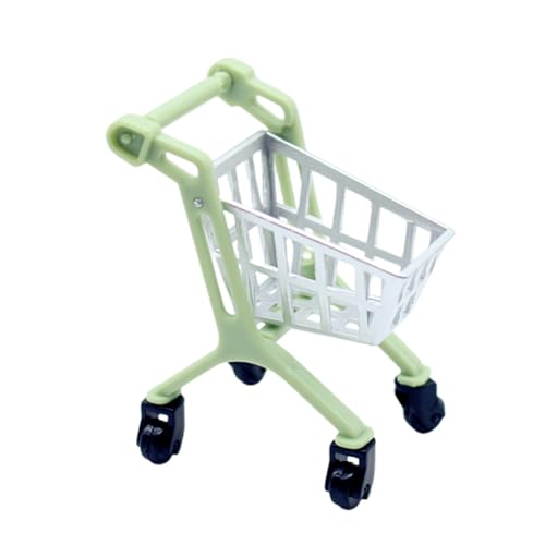 Miniatur-Szene Atmosphäre Enhancer Miniaturhaus Spielwerkzeuge 1/6 1/12 Puppenhaus Zubehör Ornamente Miniaturen Supermarkt Trolley Einkaufswagen Grün von SHINROAD