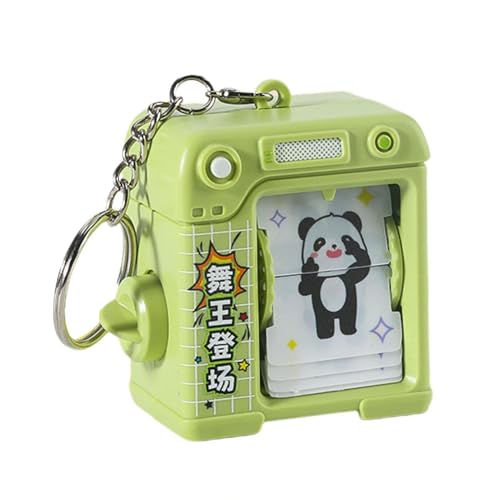 No Burr Flip Book Toy Flip-Flop Animation Page Turning Machine Key Chain Spin Reels Dance Swing Cartoon Pendant Bag Ornament Green von SHINROAD