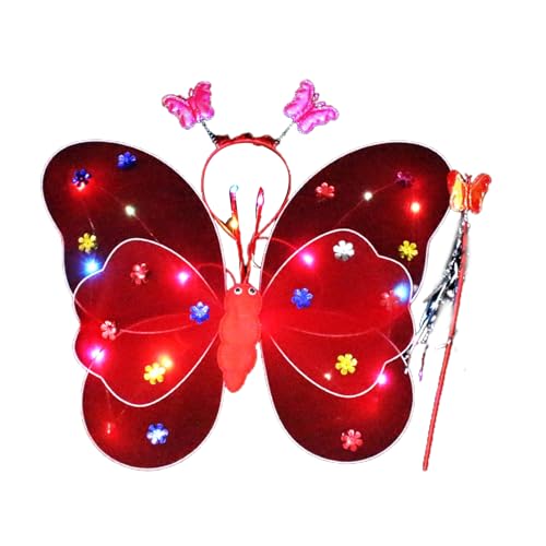 SHINROAD 3-teiliges Set mit Schmetterlings-Flügeln, attraktiv, für Kinder, leuchtende Schmetterlinge, rot, Einheitsgröße SHINROAD 3-teiliges Set mit Schmetterlings-Flügeln, attraktiv, für Kinder, leuchtende Schmetterlinge, rot, Einheitsgröße von SHINROAD