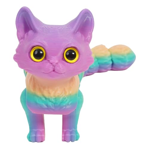 SHINROAD 3D-gedrucktes Katzen-Stressabbau-Spielzeug, Schreibtisch-Spaß-Ornament mit flexiblen Gelenken, bewegliches Modell für zappelnde Schreibtischdekoration, niedliche Cartoon-Figur, Zuhause F von SHINROAD