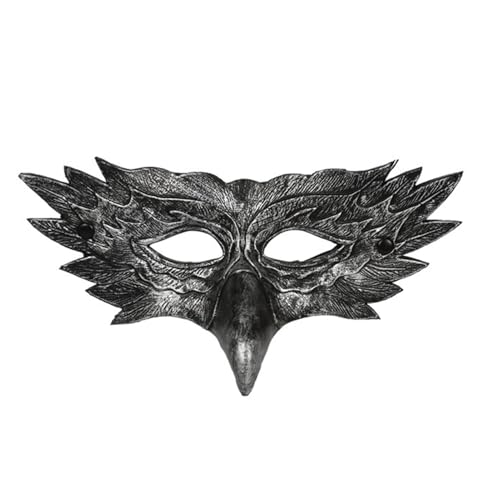 SHINROAD Augenlöcher Masque Elegante Maskerade Masque Halbgesicht Masque Faux Leder Elegant mysteriöser Maskerade -Accessoire für Halloween Cosplay Party Silber von SHINROAD