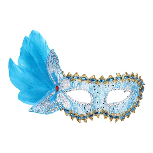 SHINROAD Butterfly Feather Masque Masquerade für ein verstellbares Gurt Venezianer mit Pailletten Schmetterlingen elegantes Kostümstück Halloween Mardi Gras Prom Prom Blau von SHINROAD