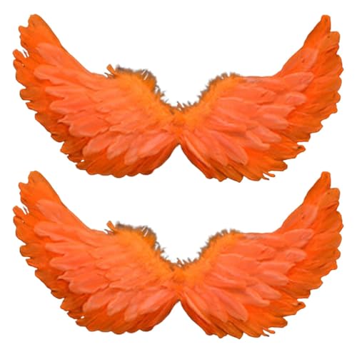 SHINROAD Elastisches Band, Engelsflügel-Kostüm, 2 Stück, Feder für Frauen und Mädchen, leicht, verstellbare Riemen, 60 cm, Fee, Halloween, Cosplay, Bühnenaufführung, Orange SHINROAD Elastisches Band, Engelsflügel-Kostüm, 2 Stück, Feder für Frauen und Mädchen, leicht, verstellbare Riemen, 60 cm, Fee, Halloween, Cosplay, Bühnenaufführung, Orange von SHINROAD