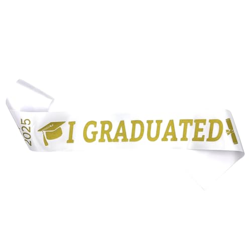SHINROAD Etikette Gürtel für Abschlussschärpe 2025 Satinband Unisex Erwachsene Elegantes Accessoire Stabiler Stoff Akademischer Beginn Exquisite Handwerkskunst Weiß von SHINROAD