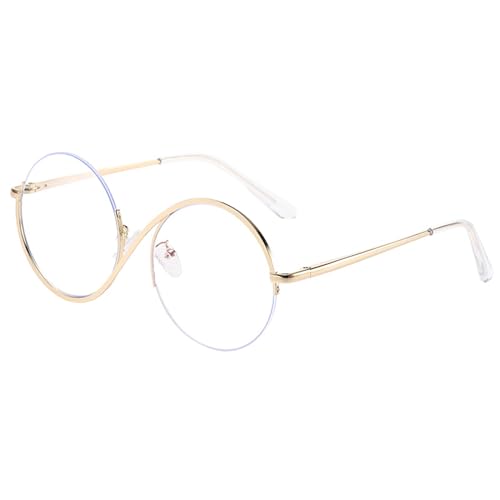 SHINROAD Film-inspirierte Brille, flache Spiegel-Sonnenbrille, Hexe, ikonisches Design, leichter Metallrahmen, S-förmige Beine, runde Brille für Halloween-Partys, Cosplay, Golden von SHINROAD