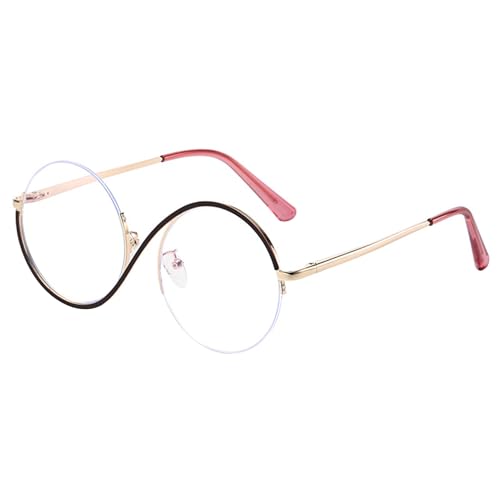 SHINROAD Film-inspirierte Brille, flache Spiegel-Sonnenbrille, Hexe, ikonisches Design, leichter Metallrahmen, S-förmige Beine, runde Brillen für Halloween-Partys, Cosplay, Rotgold SHINROAD Film-inspirierte Brille, flache Spiegel-Sonnenbrille, Hexe, ikonisches Design, leichter Metallrahmen, S-förmige Beine, runde Brillen für Halloween-Partys, Cosplay, Rotgold von SHINROAD