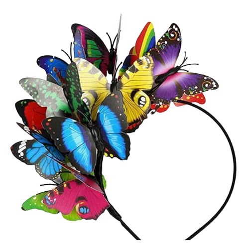 SHINROAD Flexible Drahtschmetterlinge Stirnbanddekor Bunte Haare Reifen für Teeparty Halloween Kostüm handgefertigtes leichtes Leichtgewicht Mehrfarbig von SHINROAD