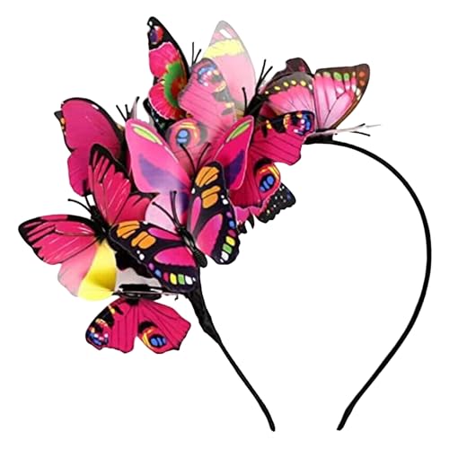SHINROAD Flexible Drahtschmetterlinge Stirnbanddekor Bunte Haare Reifen für Teeparty Halloween Kostüm handgefertigtes leichtes Leichtgewicht Rot von SHINROAD