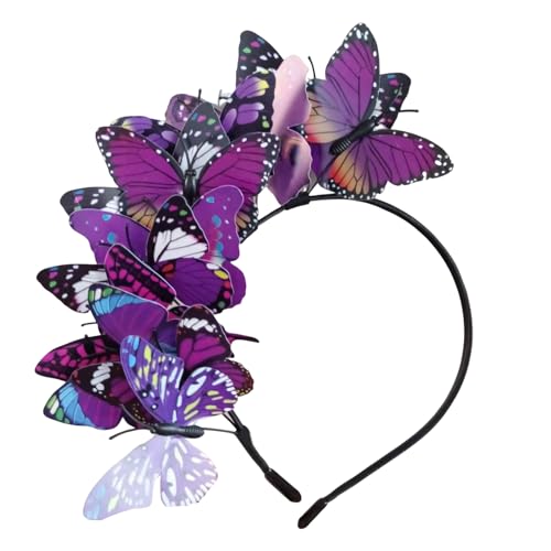 SHINROAD Flexible Drahtschmetterlinge Stirnbanddekor Bunte Haare Reifen für Teeparty Halloween Kostüm handgefertigtes leichtes Leichtgewicht Violett von SHINROAD