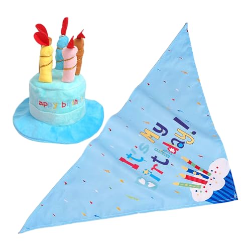 SHINROAD Garden Goose Outfit Happy Birthday Kleidung Set Veranda Kostüm mit Kuchenhut Bandana für Statue unter 23 Festlich Rasen Zubehör Deko Blau von SHINROAD
