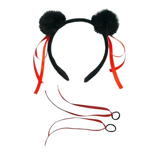 SHINROAD Haarreif für Erwachsene, bezaubernde Party-Requisite, Plüsch-Ohr, für bequemes Haarband mit Schleifendekoration, perfekter Urlaub, Cosplay, Mädchen, Kopfschmuck, Schwarz 1 von SHINROAD