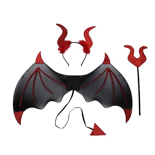 SHINROAD Halloween Stirnband 1 Set Devil Wings mit Haarband Realistisch aussehend ultraleicht Halloween Cosplay Kostümfotografie Requisite Rot von SHINROAD