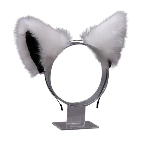 SHINROAD Haltbares Haarzubehör Halloween Stirnband Plüsch Katze Ohren Stirnband Cosplay Party Halloween handgefertigtes Haar Reifen Schwarz-Weiss von SHINROAD