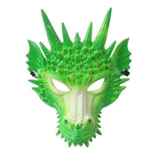 SHINROAD Harmless Kostüm Face Guard Bunte Drachen Kopfbedeckungskopf 3D Design Leichtes Gewicht langlebig für Bühnendauer Partys Cosplay Fun Party Grün Weiß SHINROAD Harmless Kostüm Face Guard Bunte Drachen Kopfbedeckungskopf 3D Design Leichtes Gewicht langlebig für Bühnendauer Partys Cosplay Fun Party Grün Weiß von SHINROAD