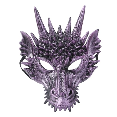 SHINROAD Harmless Kostüm Face Guard Bunte Drachen Kopfbedeckungskopf 3D Design Leichtes Gewicht langlebig für Bühnendauer Partys Cosplay Fun Party Violett SHINROAD Harmless Kostüm Face Guard Bunte Drachen Kopfbedeckungskopf 3D Design Leichtes Gewicht langlebig für Bühnendauer Partys Cosplay Fun Party Violett von SHINROAD