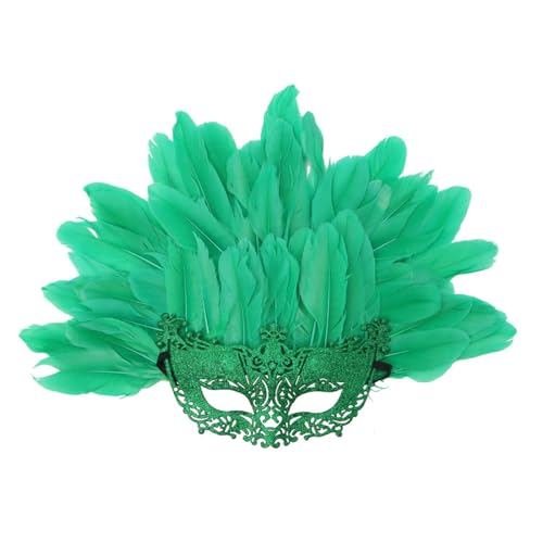 SHINROAD Hochwertige Feder Masque Masquerade für Frauen venezianische Halbgesicht mit Mardi Gras Prom Ball Festliche Party-Dekoration Verstellbarer Riemen abnehmbar abnehmbar Grün von SHINROAD
