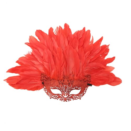 SHINROAD Hochwertige Feder Masque Masquerade für Frauen venezianische Halbgesicht mit Mardi Gras Prom Ball Festliche Party-Dekoration Verstellbarer Riemen abnehmbar abnehmbar Rot SHINROAD Hochwertige Feder Masque Masquerade für Frauen venezianische Halbgesicht mit Mardi Gras Prom Ball Festliche Party-Dekoration Verstellbarer Riemen abnehmbar abnehmbar Rot von SHINROAD