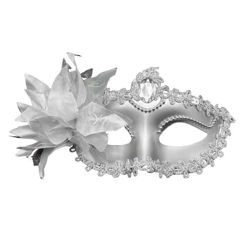 SHINROAD Hochwertiger Mesh Masque Plastik Verstellbarer Satin Finish Leichtes Augenkissen für Frauen Perfekte Maskerade Halloween Partys Prom Mardi Gras Silber von SHINROAD