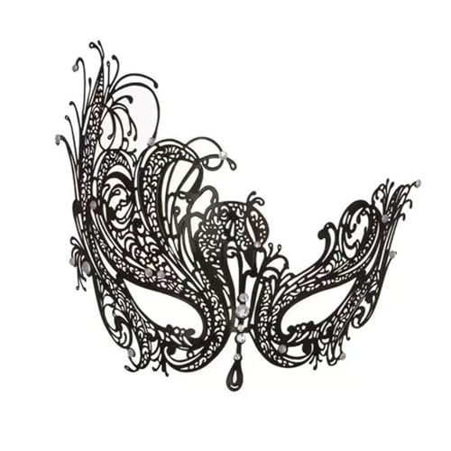 SHINROAD Luxus Masque Exquisites verstellbares Metall Gesichtskissen für Masquerade Mardi Gras Halloween Cosplay Elegantes Kostümzubehör Karneval Party Schwarz A von SHINROAD