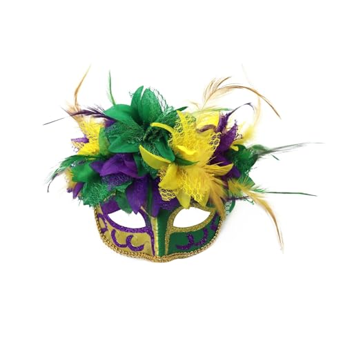 SHINROAD Masque für zarte Gesichtsform elastische Gurte Mardi Gras Hälfte mit Federn Glitzer elegantes weibliches Design künstlicher Blumen Karneval Masqueraden D SHINROAD Masque für zarte Gesichtsform elastische Gurte Mardi Gras Hälfte mit Federn Glitzer elegantes weibliches Design künstlicher Blumen Karneval Masqueraden D von SHINROAD