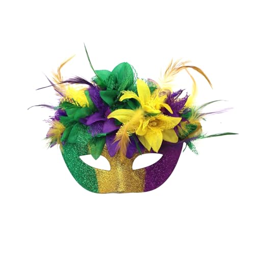 SHINROAD Masque für zarte Gesichtsform elastische Gurte Mardi Gras Hälfte mit Federn Glitzer elegantes weibliches Design künstlicher Blumen Karneval Masqueraden F SHINROAD Masque für zarte Gesichtsform elastische Gurte Mardi Gras Hälfte mit Federn Glitzer elegantes weibliches Design künstlicher Blumen Karneval Masqueraden F von SHINROAD