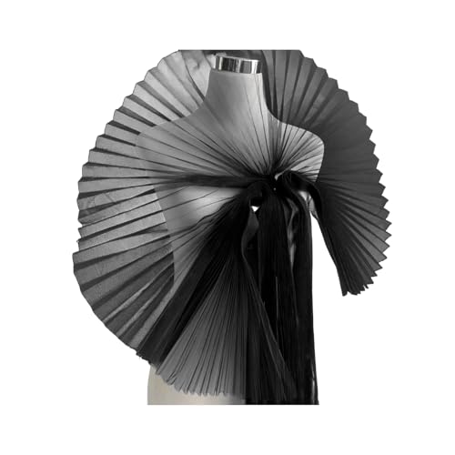 SHINROAD Mesh Plissee Dekoration Rüschen Spitzenborten Stoff Trim Organza Chiffon Tüll Bordüre zum Nähen Hochzeitskleid Trimmen Handwerk Projekte Dekorativ Schwarz von SHINROAD