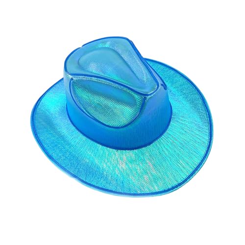 SHINROAD Mode Glühhut Eva Material Light-up Cowgirl Wireless Neon Western LED Cowboy Cap Luminous Blinking Bar für Halloween-Party Blau von SHINROAD