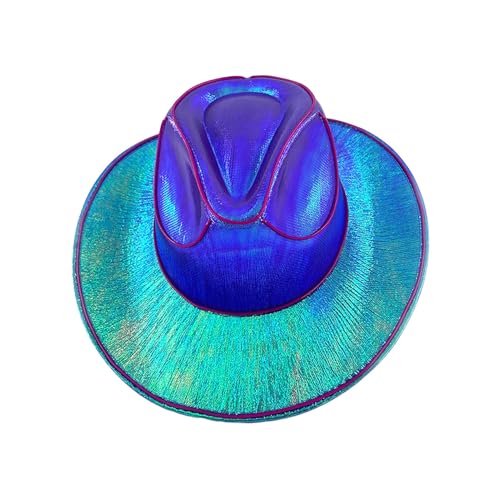 SHINROAD Mode Glühhut Eva Material Light-up Cowgirl Wireless Neon Western LED Cowboy Cap Luminous Blinking Bar für Halloween-Party Violett von SHINROAD