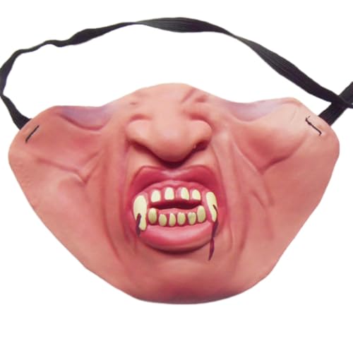 SHINROAD Naturlatex-Maske für Erwachsene, Halloween, lustiger Halbgesichtsstreich, atmungsaktiv, realistischer Horror für Kostümparty A von SHINROAD