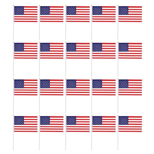 SHINROAD Patriotische Handflagge, winkend, USA-Mini-Flaggen, klein, amerikanisch, für Partys, Feiertage, Feste, Feiern, tragbare Party, 14 cm, 20 Stück von SHINROAD