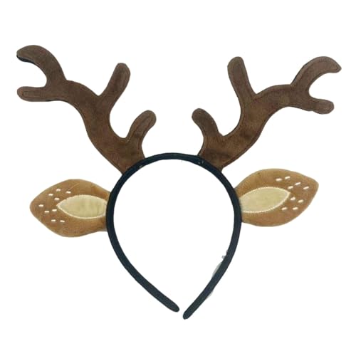 SHINROAD Plüsch Geweih Stirnband Frauen Weihnachten Accessoires Kopfbedeckung für Festlich Urlaub Haar Rentierohren Kostüm Zubehör E von SHINROAD